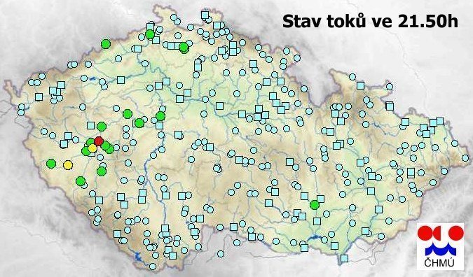 Stav hladin toků od ČHMÚ