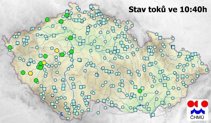 Stav hladin toků od ČHMÚ