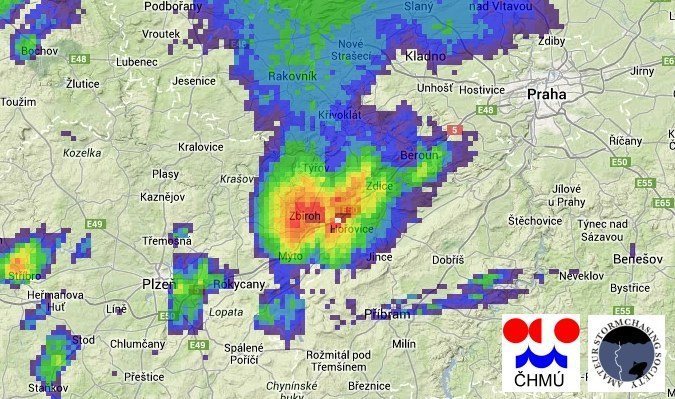 Radar od bourky.cz a chmu.cz