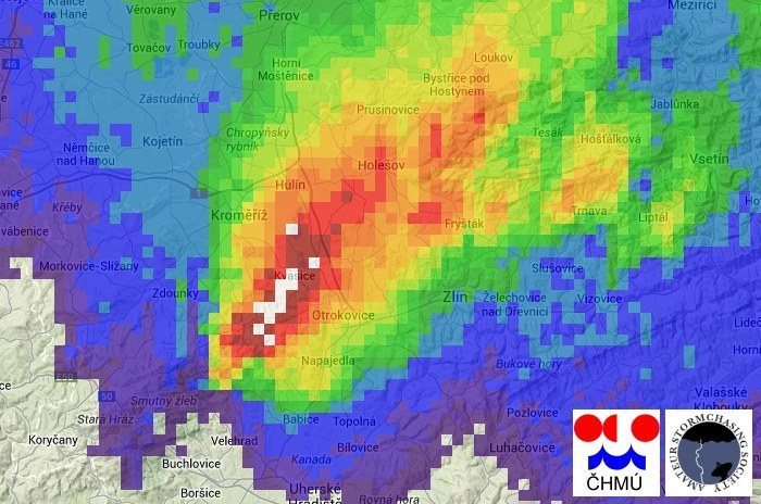 Radar od bourky.cz a chmu.cz