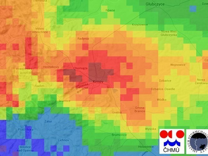 Radar od bourky.cz a chmu.cz