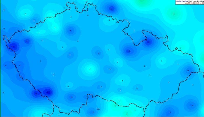 Ranní mráz od ČHMÚ