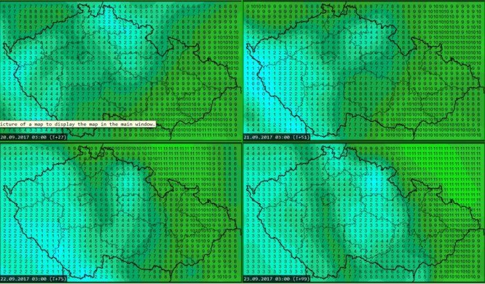 Předpokládané přízemní minimální teploty v období středa 20.9. - sobota 23.9.2017