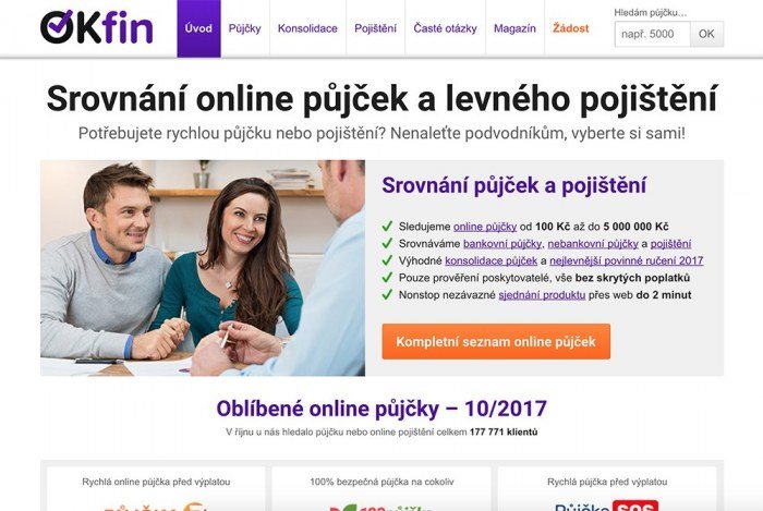 OKfin - srovnání online půjček
