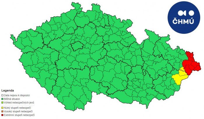 Meteorologické upozornění od ČHMÚ