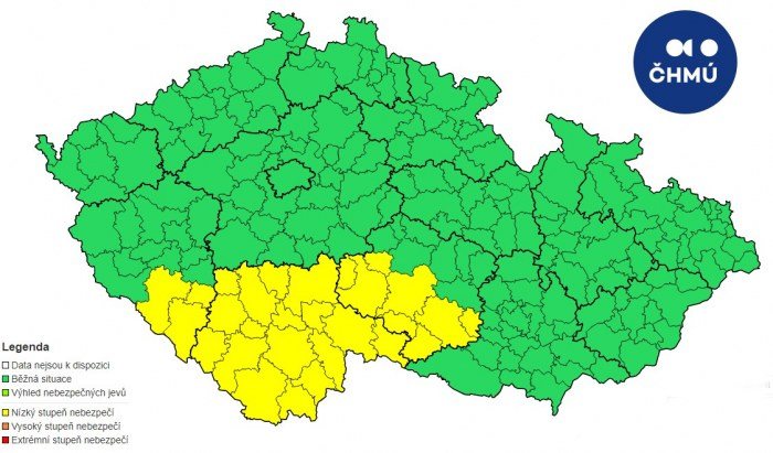 Meteorologické upozornění od ČHMÚ