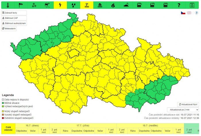 Meteorologické upozornění od ČHMÚ