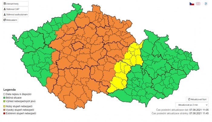 Meteorologické upozornění od ČHMÚ