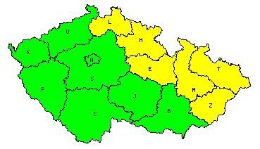 Mapa upozornění ČHMÚ