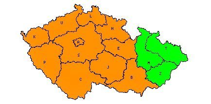 Mapa upozornění ČHMÚ
