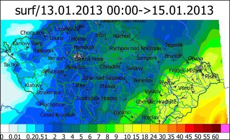 Sumarizace srážek Aladin od ČHMÚ