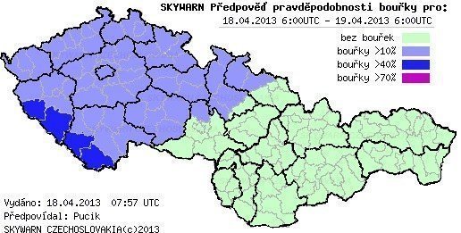 Skywarn.cz předpověď pravděpodobnosti výskytu konvekce